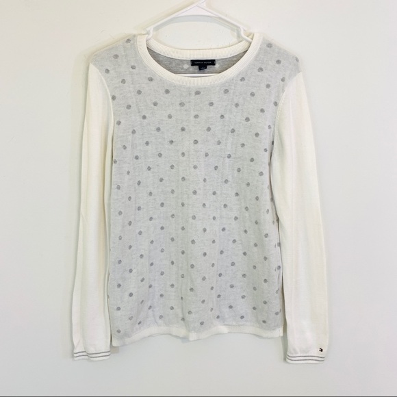 Tommy Hilfiger White Grey Polka Dot Sweater - Picture 1 of 10